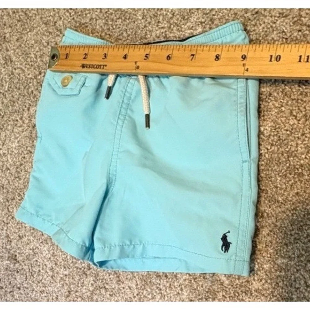 Ralph‎ Lauren Swim Trunks Baby Boy 18M Blue Mesh Lined Elastic Waist